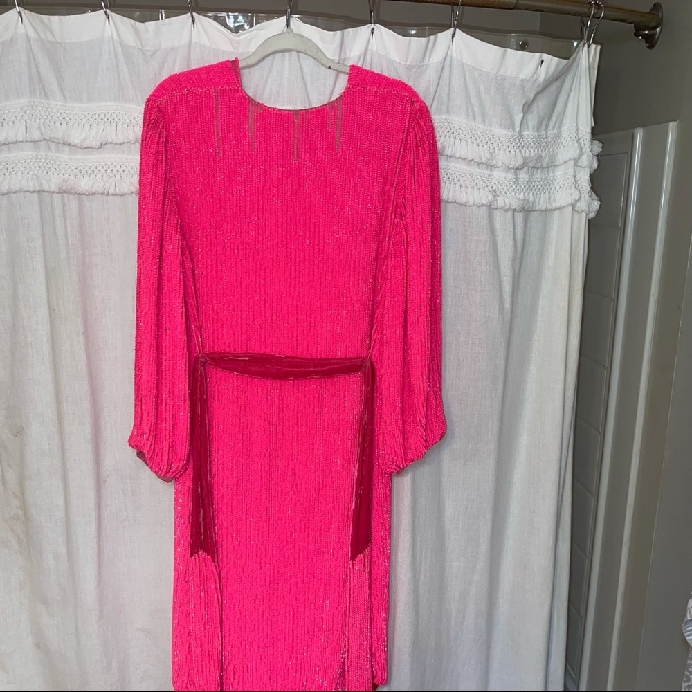 x REVOLVE Gabrielle Robe Dress in Pink Ultra - Picture 3 of 9